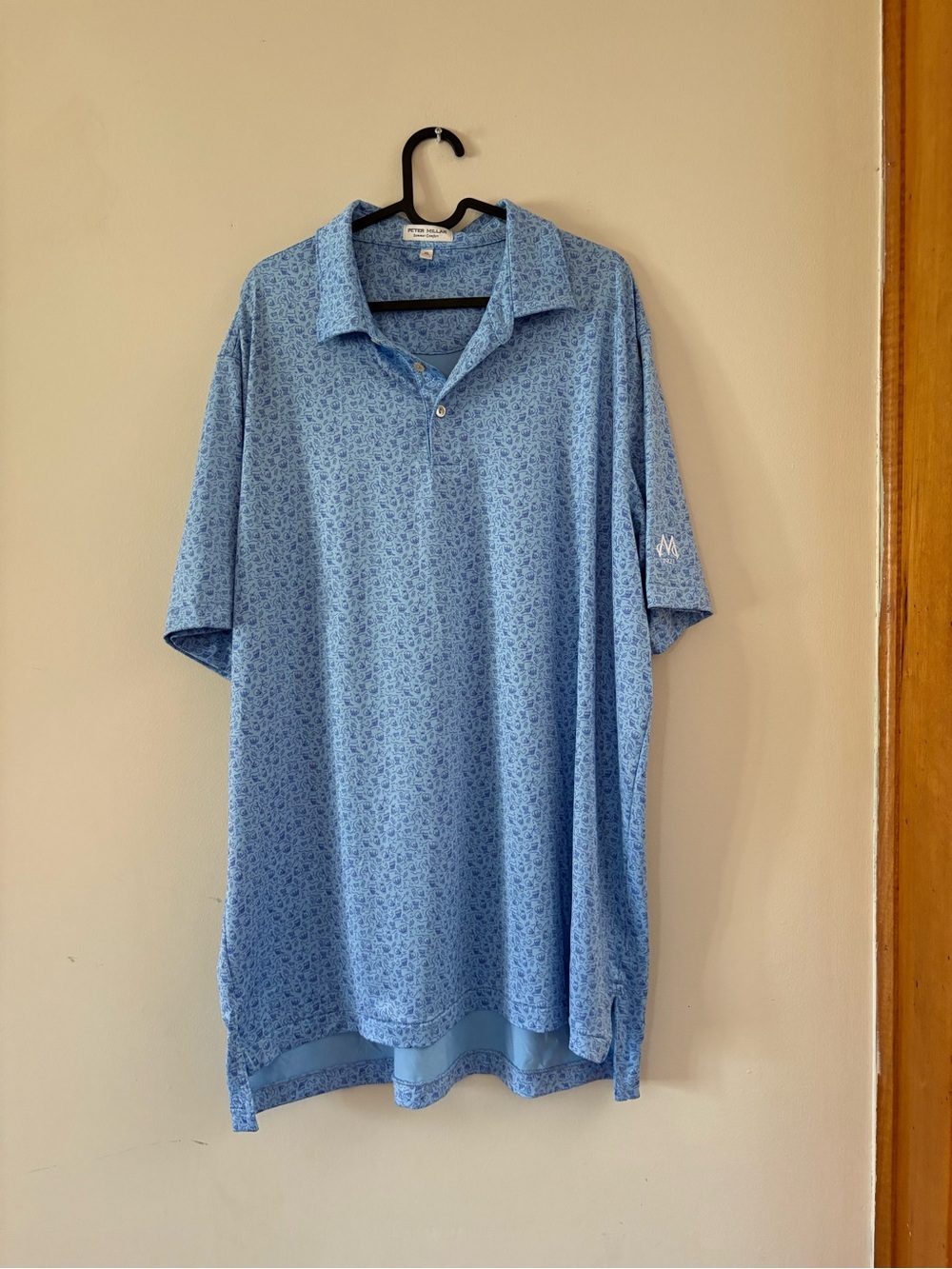Peter Millar summer comfort Men's Blue cocktail glasses skulls golf polo XL